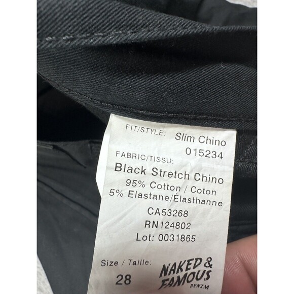 Naked & Famous Slim Chino Black Stretch Pants - Men's Size 28 - Picture 3 of 11
